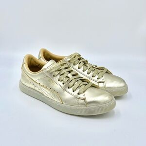 Puma Suede ‘50th Anniversary’ Gold Leather Sneakers 367297 Kids Juniors Sz 6.5c